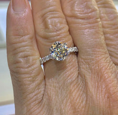 2.5 Carat Round Cut Diamond Engagement Ring for Women, Hidden Halo Ring, Wedding Ring, Christmas Gifts