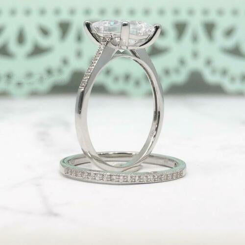 2.5 Carat Princess Cut Diamond Engagement Ring for Women, Bridal Set Wedding Ring, Anniversary Gifts For Her