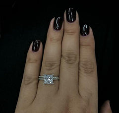 2.5 Carat Princess Cut Diamond Engagement Ring for Women, Bridal Set Wedding Ring, Anniversary Gifts For Her