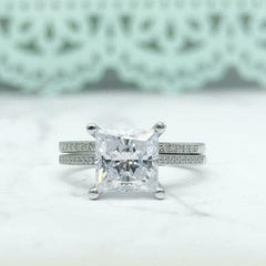 2.5 Carat Princess Cut Diamond Engagement Ring for Women, Bridal Set Wedding Ring, Anniversary Gifts For Her