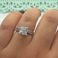 2.5 Carat Princess Cut Diamond Engagement Ring for Women, Bridal Set Wedding Ring, Anniversary Gifts For Her