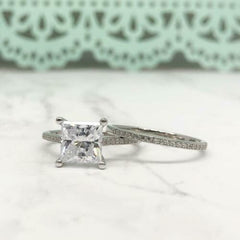 2.5 Carat Princess Cut Diamond Engagement Ring for Women, Bridal Set Wedding Ring, Anniversary Gifts For Her