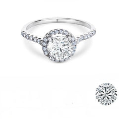 1.3 TCW Round CVD Lab Grown Diamond Engagement Ring For Women, Halo Engagement Ring, Christmas Gifts, Anniversary Gifts
