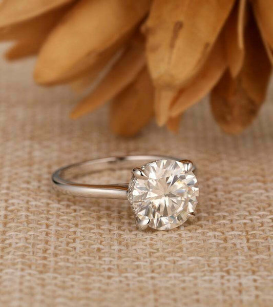 3 Carat Round CVD Lab Grown Diamond Engagement Ring for Women, Solitaire Engagement Ring, Christmas Gifts, Anniversary Gifts, Wedding Ring