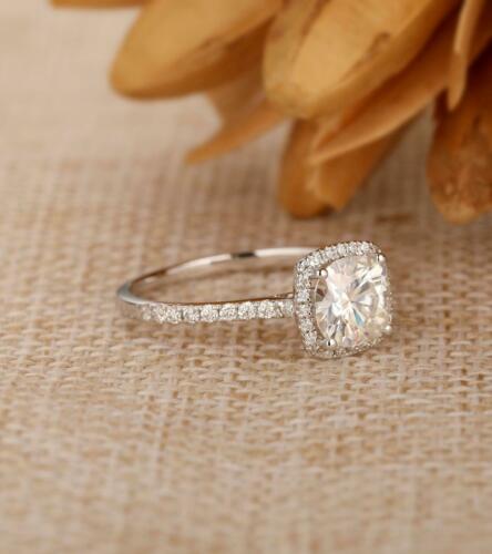 2 Carat Cushion Cut Diamond Engagement Ring For Women, Halo Engagement Ring, Wedding Ring, Christmas Gifts