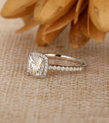 2 Carat Cushion Cut Diamond Engagement Ring For Women, Halo Engagement Ring, Wedding Ring, Christmas Gifts