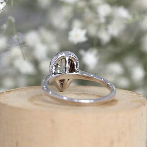 2 Carat Pear Cut Diamond Engagement Ring for Women, Halo Ring Set, Wedding Ring, Anniversary Gifts