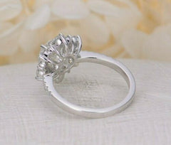 1 Carat Round Cut Diamond Wedding Ring For Women, Halo Engagement Ring, Promise Ring for Her