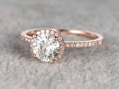 2 Carat Round Cut Diamond Engagement Ring For Women, Halo Ring Set, Wedding Ring, Anniversary Gifts