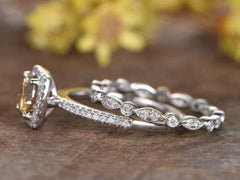 2 Carat Brown Round Cut Diamond Engagement Ring for Women, Wedding Ring, Bridal Set