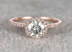 2 Carat Round Cut Diamond Engagement Ring For Women, Halo Ring Set, Wedding Ring, Anniversary Gifts