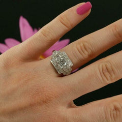 1 Carat Round Cut Diamond Engagement Ring for Women, Art Deco Ring Wedding Ring, Handmade Ring