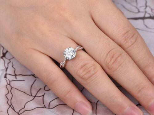 2.5 Carat Round Cut CVD Lab Grown Diamond Engagement Ring For Women, Twisted Ring, Wedding Ring, Christmas Gifts