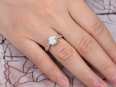 2.5 Carat Round Cut CVD Lab Grown Diamond Engagement Ring For Women, Twisted Ring, Wedding Ring, Christmas Gifts