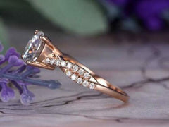 2.5 Carat Round Cut CVD Lab Grown Diamond Engagement Ring For Women, Twisted Ring, Wedding Ring, Christmas Gifts