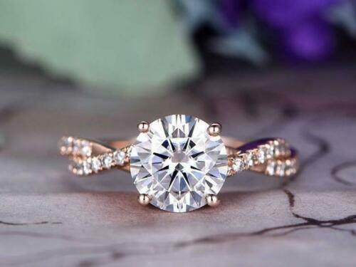 2.5 Carat Round Cut CVD Lab Grown Diamond Engagement Ring For Women, Twisted Ring, Wedding Ring, Christmas Gifts