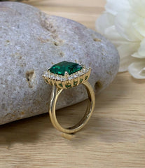 1.5 Carat Green Emerald Cut Diamond Engagement Ring for Women, Wedding Ring, Anniversary Gifts For Her