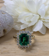 1.5 Carat Green Emerald Cut Diamond Engagement Ring for Women, Wedding Ring, Anniversary Gifts For Her