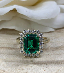 1.5 Carat Green Emerald Cut Diamond Engagement Ring for Women, Wedding Ring, Anniversary Gifts For Her