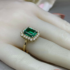 1.5 Carat Green Emerald Cut Diamond Engagement Ring for Women, Wedding Ring, Anniversary Gifts For Her