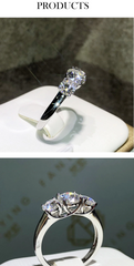 1.5 Carat Round Cut Diamond Engagement Ring For Women, Three Stone Ring, Wedding Ring, Christmas Gifts