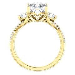 3.50 Carat Cushion Cut CVD Lab Grown Diamond Engagement Ring for Women, Three Stone Ring, Anniversary Gifts, Christmas Gifts, WEdding Ring