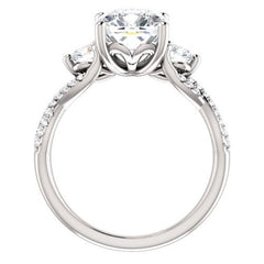 3.50 Carat Cushion Cut CVD Lab Grown Diamond Engagement Ring for Women, Three Stone Ring, Anniversary Gifts, Christmas Gifts, WEdding Ring