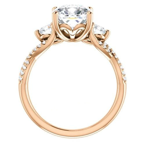 3.50 Carat Cushion Cut CVD Lab Grown Diamond Engagement Ring for Women, Three Stone Ring, Anniversary Gifts, Christmas Gifts, WEdding Ring