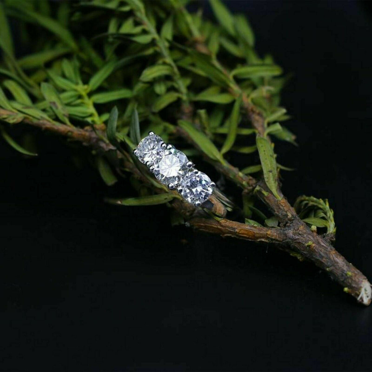 1.5 Carat Round Cut Diamond Engagement Ring For Women, Three Stone Ring, Wedding Ring, Christmas Gifts, Anniversary Gifts For Her