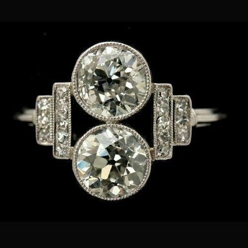 2 Carat Round Cut CVD Lab Grown Diamond Engagement Ring for Women, Art Deco Ring, Wedding Ring, Bezel Set Ring