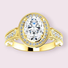 2.5 Carat Oval Engagement Ring For Women, Halo Engagement Ring, CVD Lab Grow Diamond Wedding Ring, Anniversary Gifts, Christmas Gifts