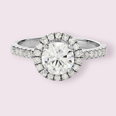1.5 Carat Round Cut Diamond Engagement Ring For Women, Wedding Ring, Halo Engagement Ring