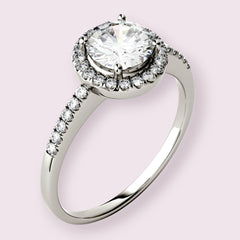 1.5 Carat Round Cut Diamond Engagement Ring For Women, Wedding Ring, Halo Engagement Ring