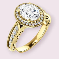 2.5 Carat Oval Engagement Ring For Women, Halo Engagement Ring, CVD Lab Grow Diamond Wedding Ring, Anniversary Gifts, Christmas Gifts