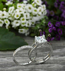 2 Carat Princess Cut Diamond Engagement Ring For Women, Bridal Set Wedding Ring, Christmas Gifts