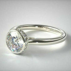2 Carat Round Cut CVD Lab Grown Diamond Engagement Ring for Women, Wedding Ring, Hidden Halo Engagement Ring