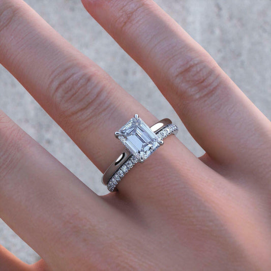 3 Carat Emerald Cut Diamond Engagement Ring For Women, Wedding Ring, Anniversary Gifts, Bridal Set Ring