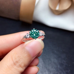 2 Carat Green Round Cut Diamond Engagement Ring For Women, Wedding Ring