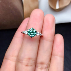 2 Carat Green Round Cut Diamond Engagement Ring For Women, Wedding Ring