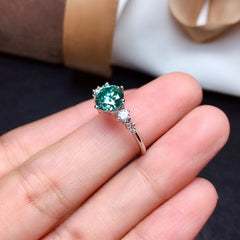 2 Carat Green Round Cut Diamond Engagement Ring For Women, Wedding Ring