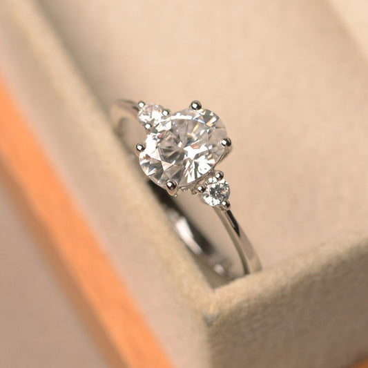 2.5 Carat Oval Cut Diamond Engagement Ring for Women, Wedding Ring, Three Stone Ring