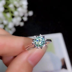 2 Carat Blue Round Cut Diamond Engagement Ring for Women, Wedding Ring