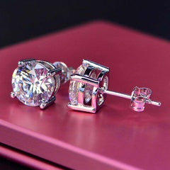 5TCW Round Cut Diamond Stud Earrings For Women, Wedding Earrings, Engagement Earrings, Christmas Gifts
