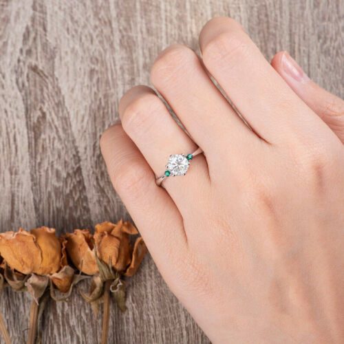 1.5 Carat Round Cut Diamond Engagement Ring for Women, Three Stone Ring, Wedding Ring
