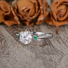 1.5 Carat Round Cut Diamond Engagement Ring for Women, Three Stone Ring, Wedding Ring