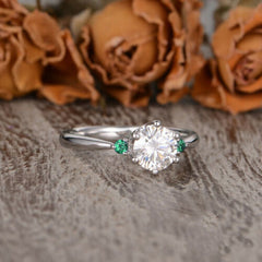 1.5 Carat Round Cut Diamond Engagement Ring for Women, Three Stone Ring, Wedding Ring