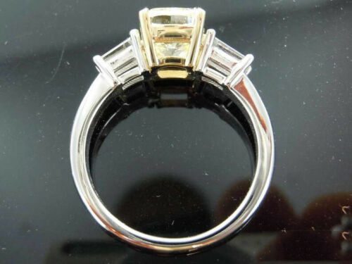 3 Carat Yellow Elongated Cushion Cut Diamond Engagement Ring for Women, Three Stone Ring, Wedding Ring