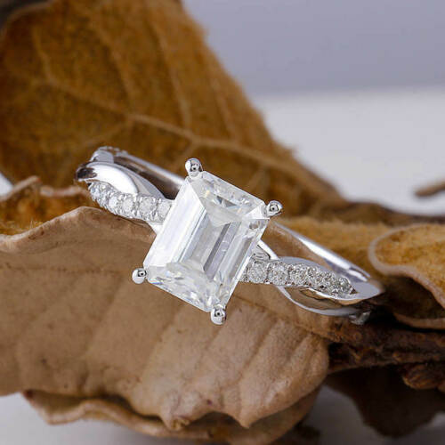 2.5 Carat Emerald Cut Diamond Engagement Ring for Women, Wedding Ring