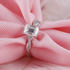 2.5 Carat Emerald Cut Diamond Engagement Ring for Women, Wedding Ring