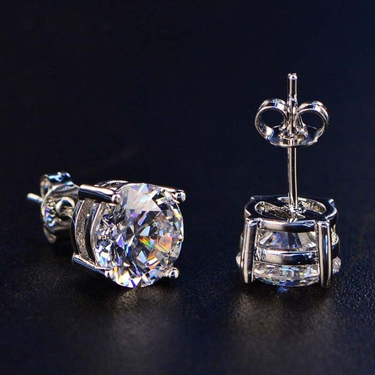 6 TCW Round Cut Diamond Stud Earrings For Women, Wedding Earrings, Christmas Gifts